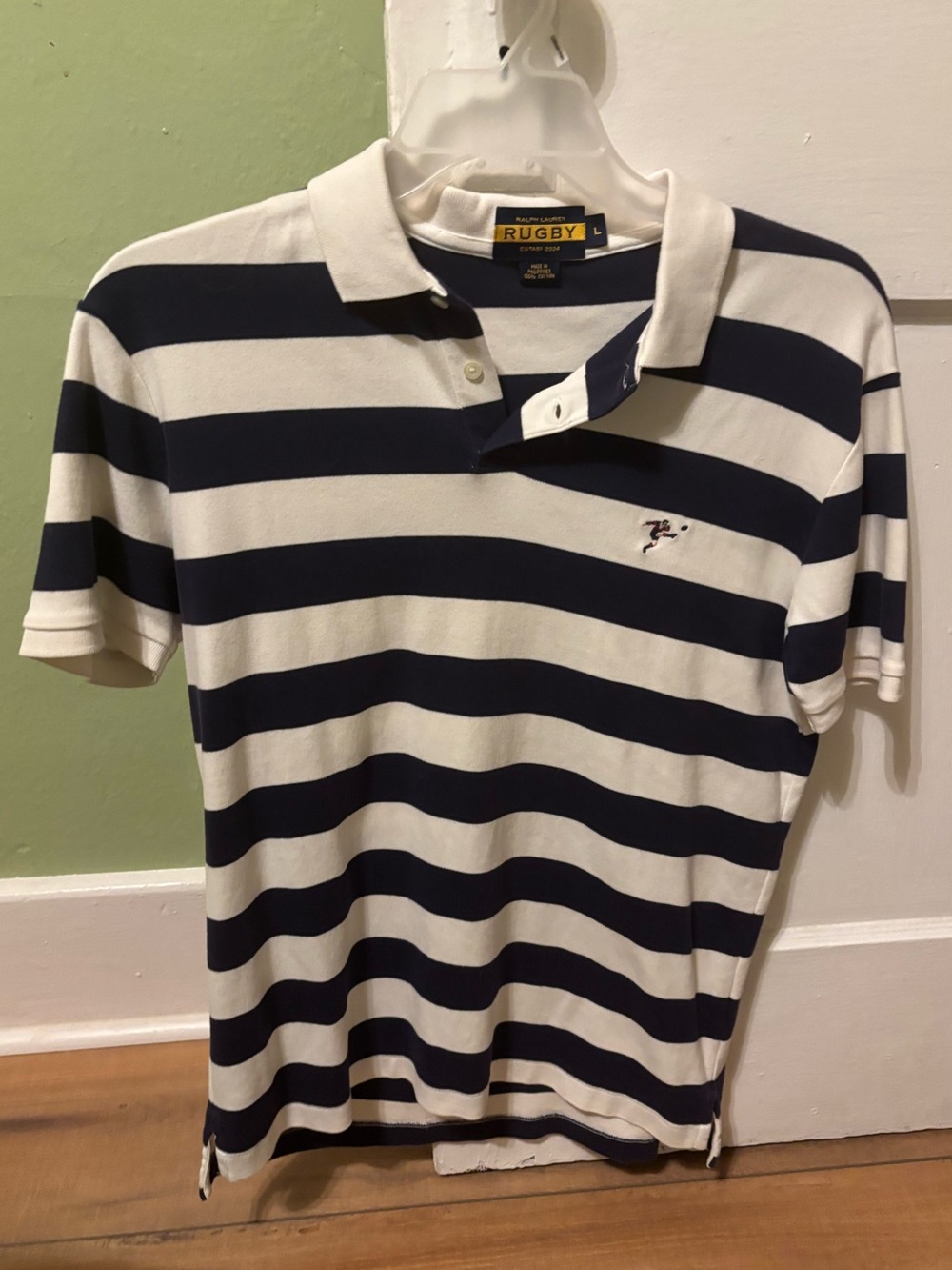 Ralph Lauren Rugby Navy and White Striped Polo